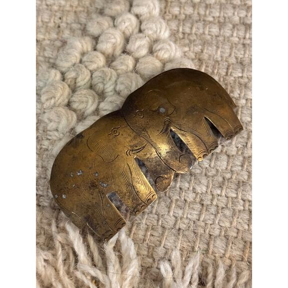 Vintage Large 1970s Brass French Elephant Pair Metal Hair Clip 4" Barrette - Picture 1 of 4